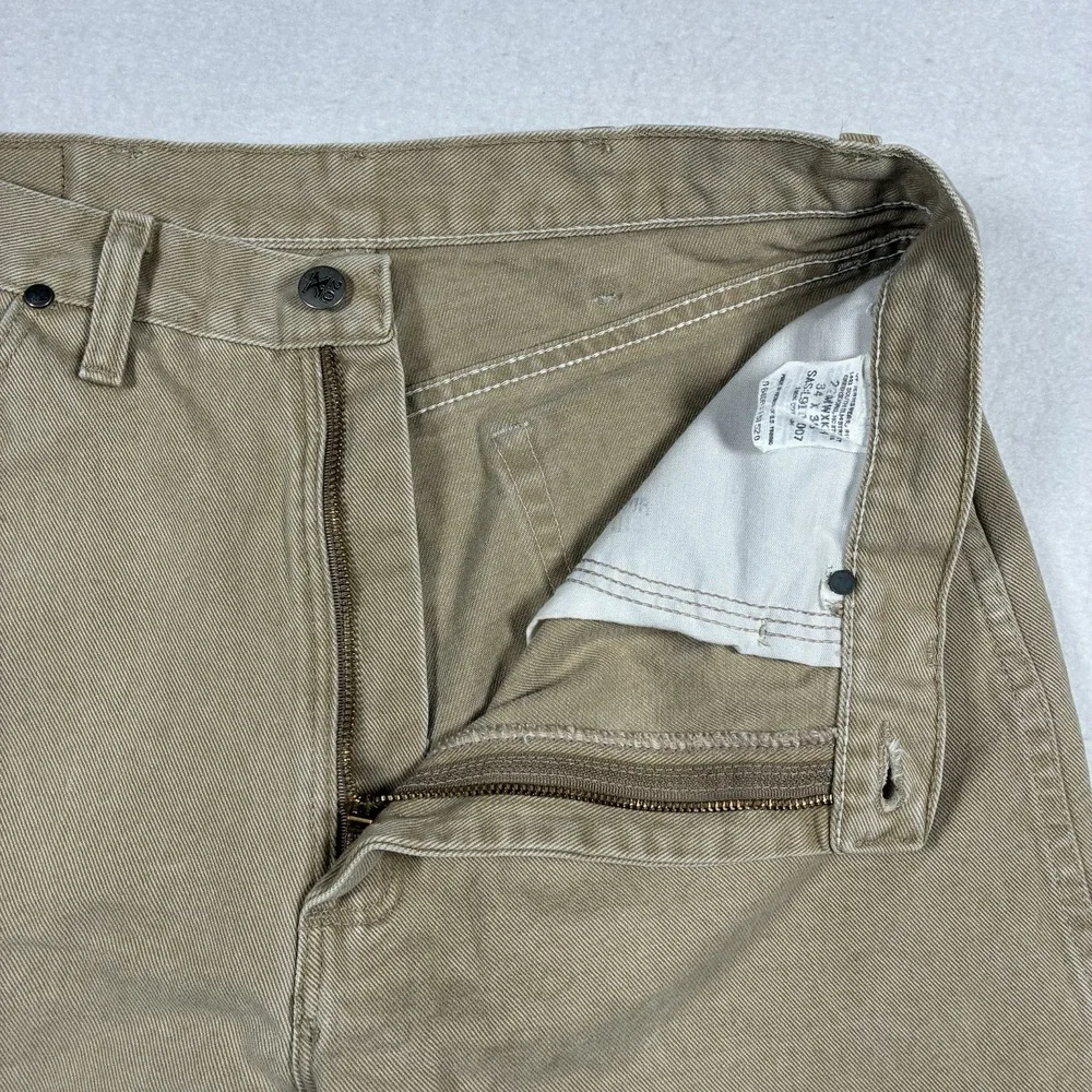 Wrangler 20X Mens 34x36 Tan Straight Leg Western Cowboy Light Wash Denim Jeans